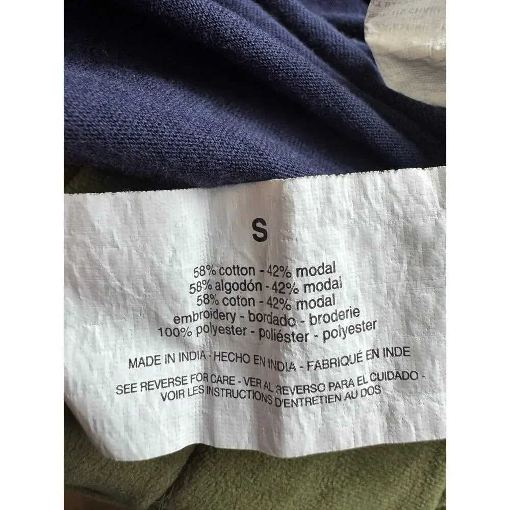 Gloria Vanderbilt Embroidered Boho Peasant Top Blue Short Sleeve Size S - Picture 10 of 10